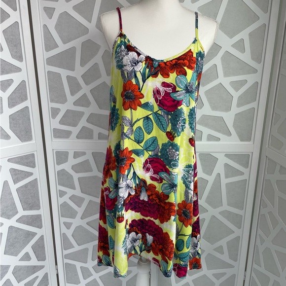 Hering Dresses & Skirts - Floral summer dress high low relaxed fit cotton green multicolored sz L large